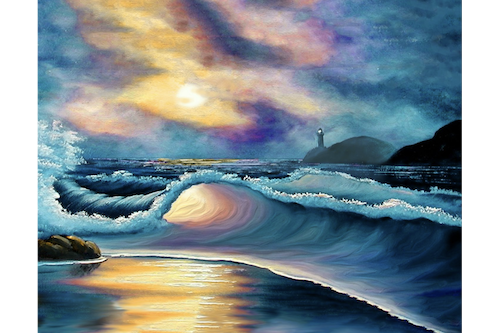 Sunset Waves Beginner Painting Classes San Diego CourseHorse